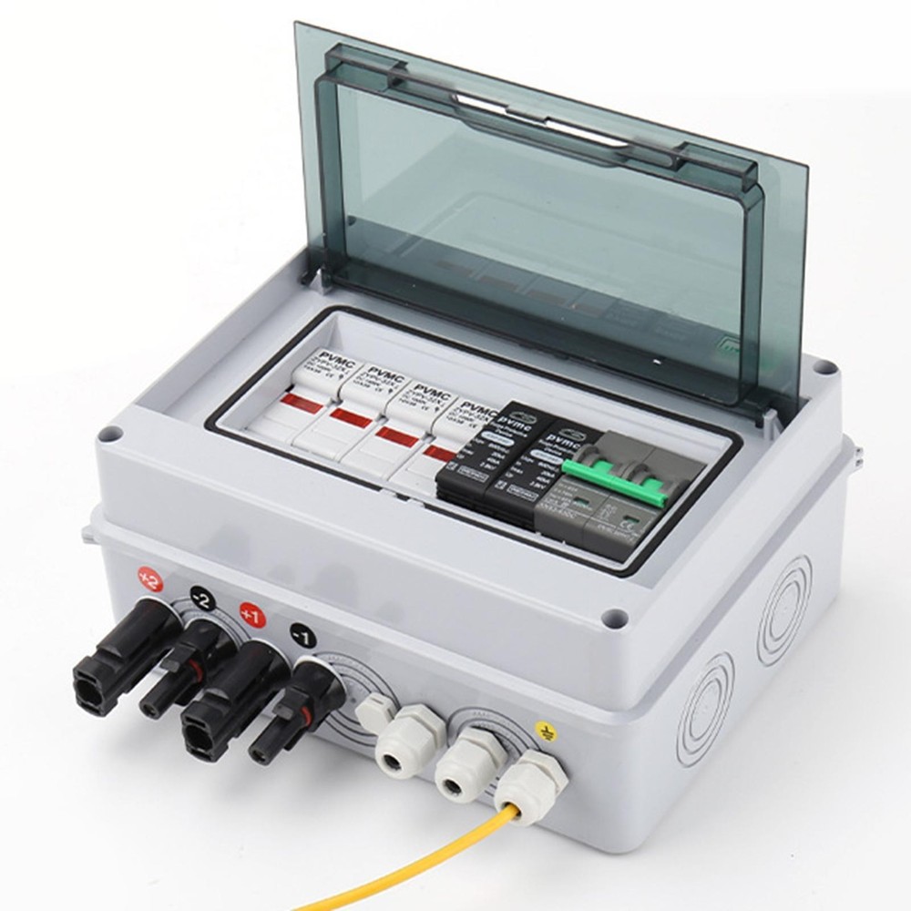Solar DC Combiner Box 2 Input 1 Output Dustproof Water Resistant Surge