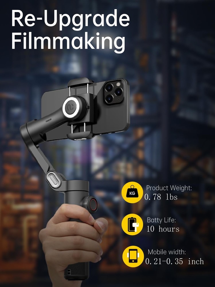 Phone Gimbal Stabilizer 3-Axis Smartphone Foldable Handheld Gimbal for iPhone...