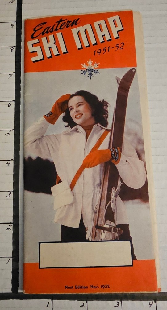 1951/52 EASTERN SKI MAP GUIDE.  See Description For More.