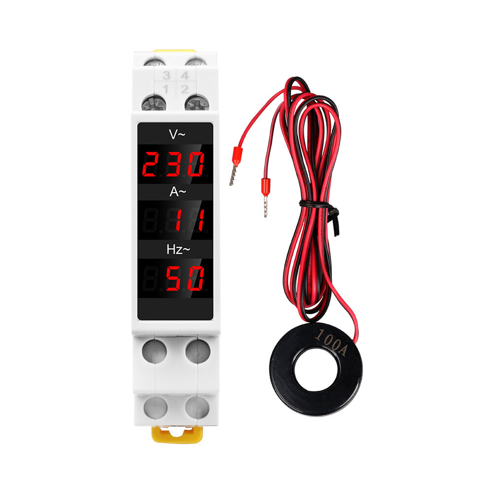 220V Rail Type Single-Phase AC Voltage Current Meter Voltameter AC 80~500V
