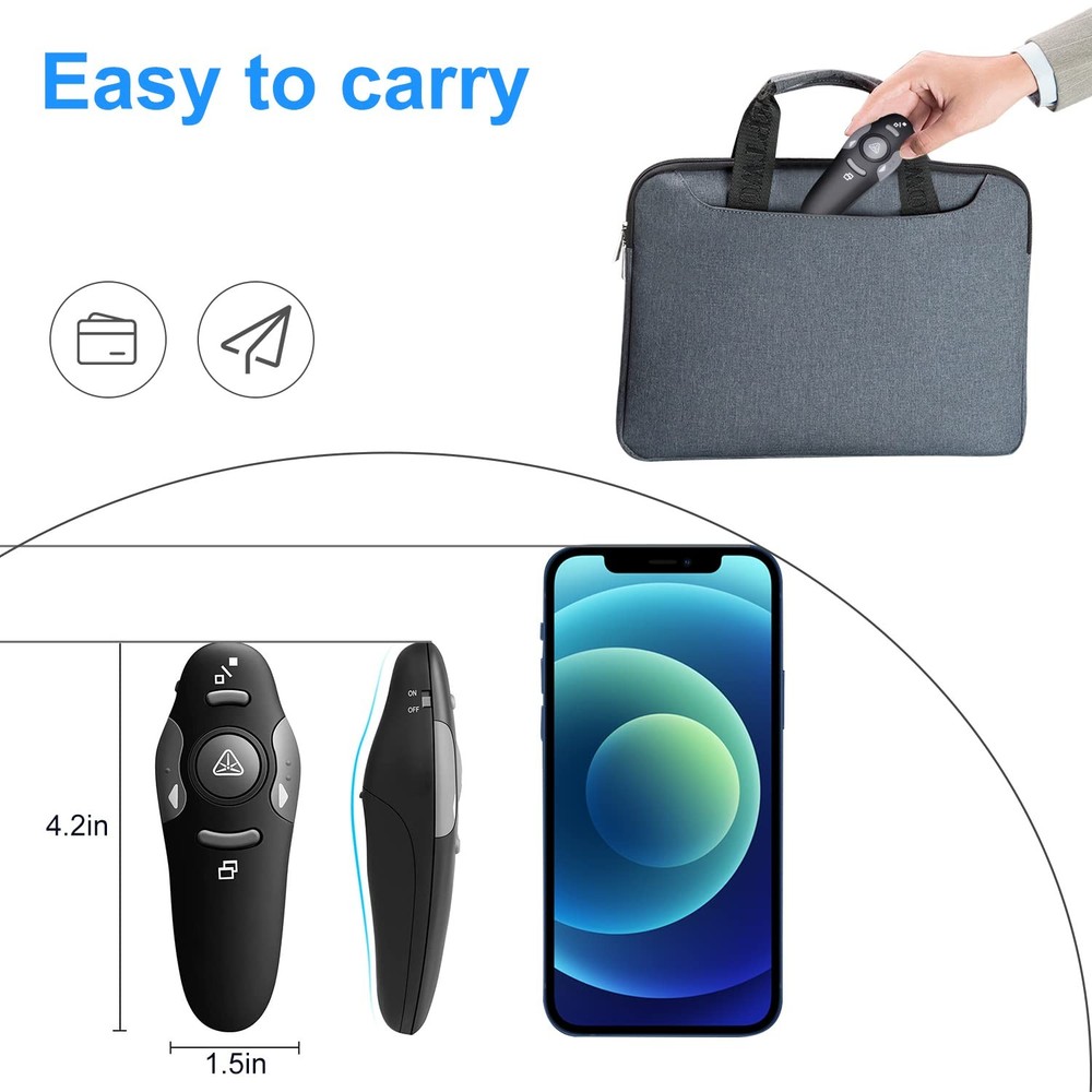 Wireless Presentation Clicker for PowerPoint, USB Dongle Presenter, 100FT Contro