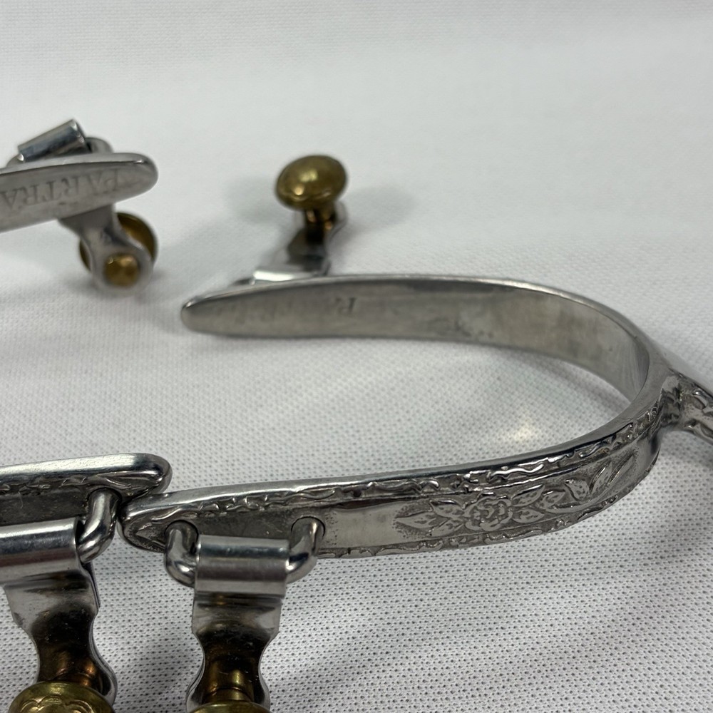 Partrade Metalab Leaf Engraved Silver Western Spurs