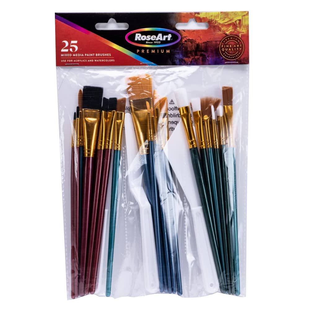 25 pc Mix Media Paint Brushes