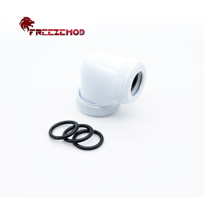 FreezeMod 90 Degree Angle Dual 12mm Compression Fitting Multi-Link Silver Shiny