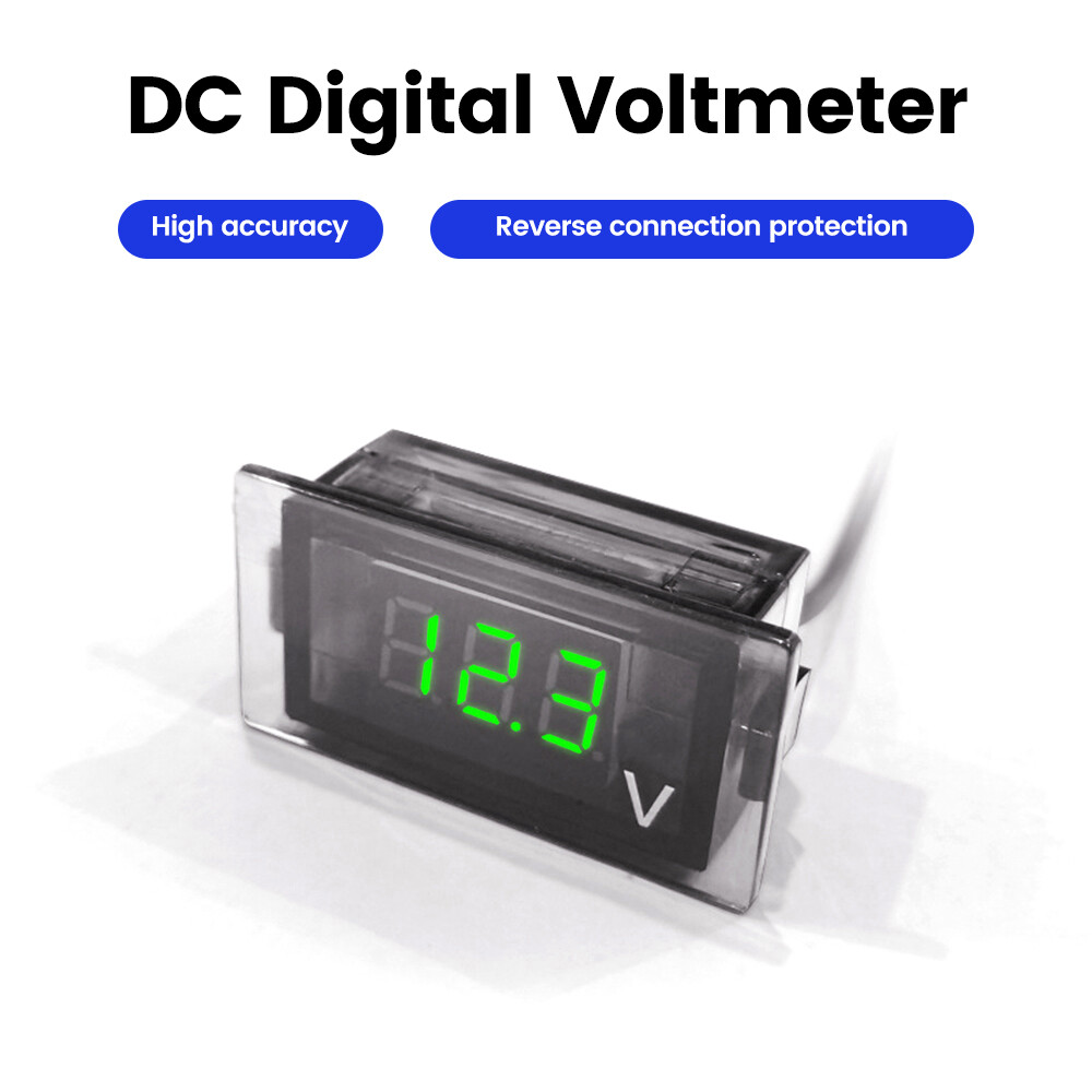 3-Digit DC12~24V Digital Voltmeter High Precision LED Panel Type Waterproof