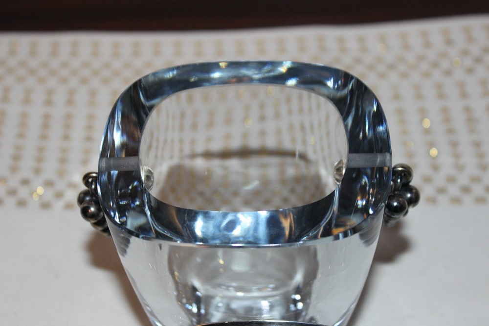 1950s MCM Danish Modern Sterling Silver Crystal Jar E Dragsted Denmark