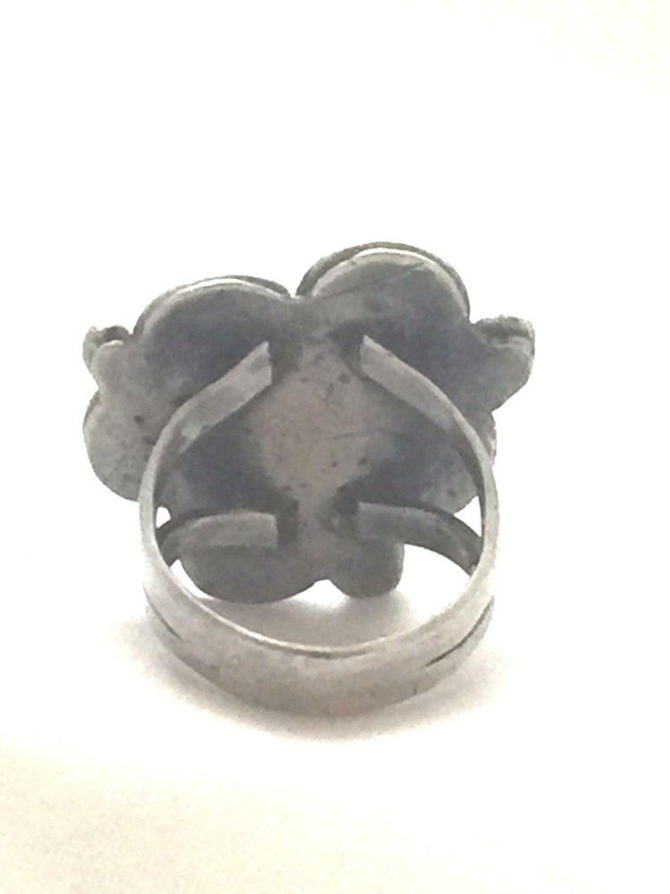 Vintage Sterling Native American Triangular Navajo Turquoise Ring Size 4 6.9g