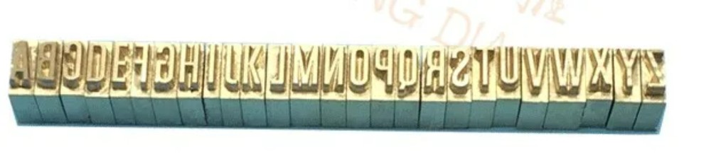 6mm Tall Copper Brass Alphabets Molds 52pcs Upper + Lower Case + Clamp Holder