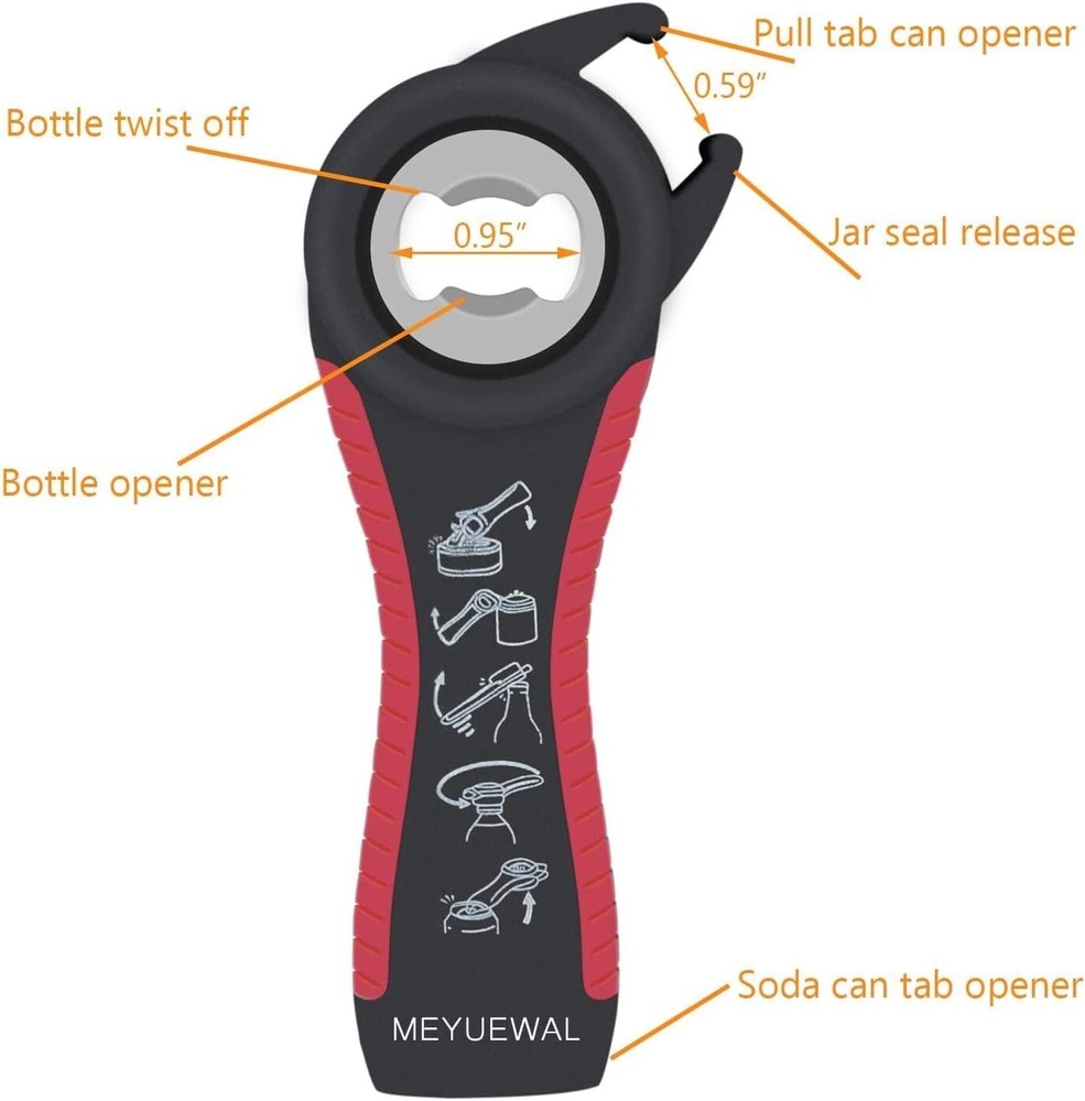 6 Pcs set - Jar Opener for Weak Hands, Seniors with Arthritis, 5 in 1 Multi Func