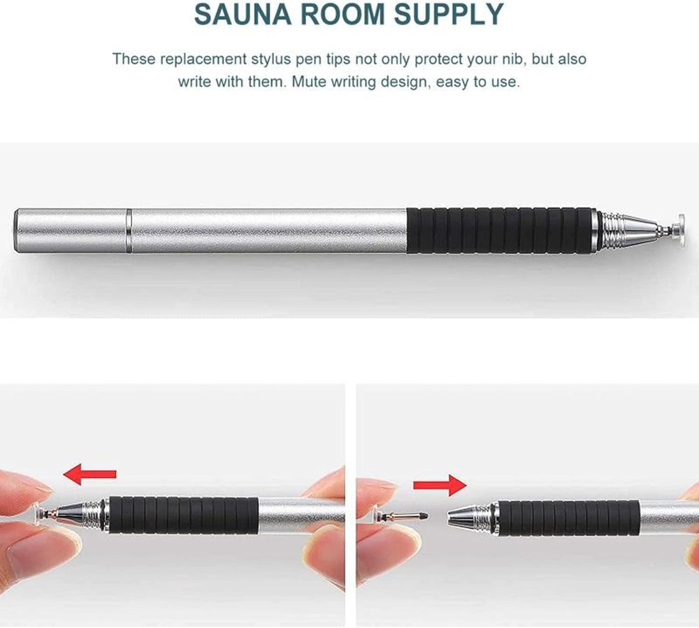 12Pcs Silver Universal Stylus Replacement Disc Tips Round Shape