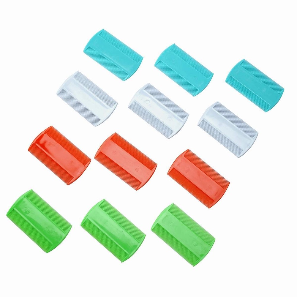 BinaryABC Plastic Flea Lice Combs, Double 12 Count (Pack of 1), Multicolor