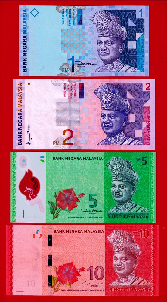 Malaysia 4 UNC NOTES 1, 2, 5 & 10 Ringgit (1996 - 2021) Same Years & Signatures