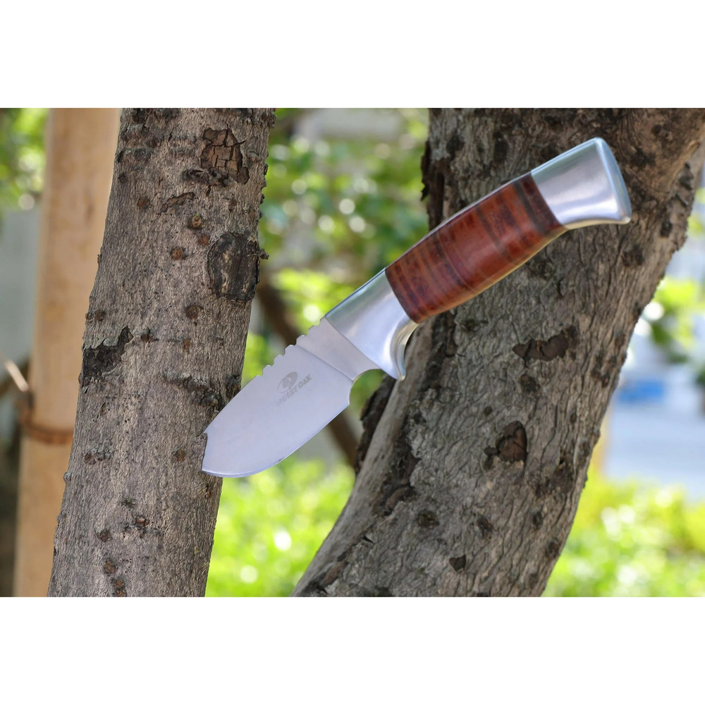 Mossy Oak Fixed 3" Blade Knife, Leather Wrapped with Sheath