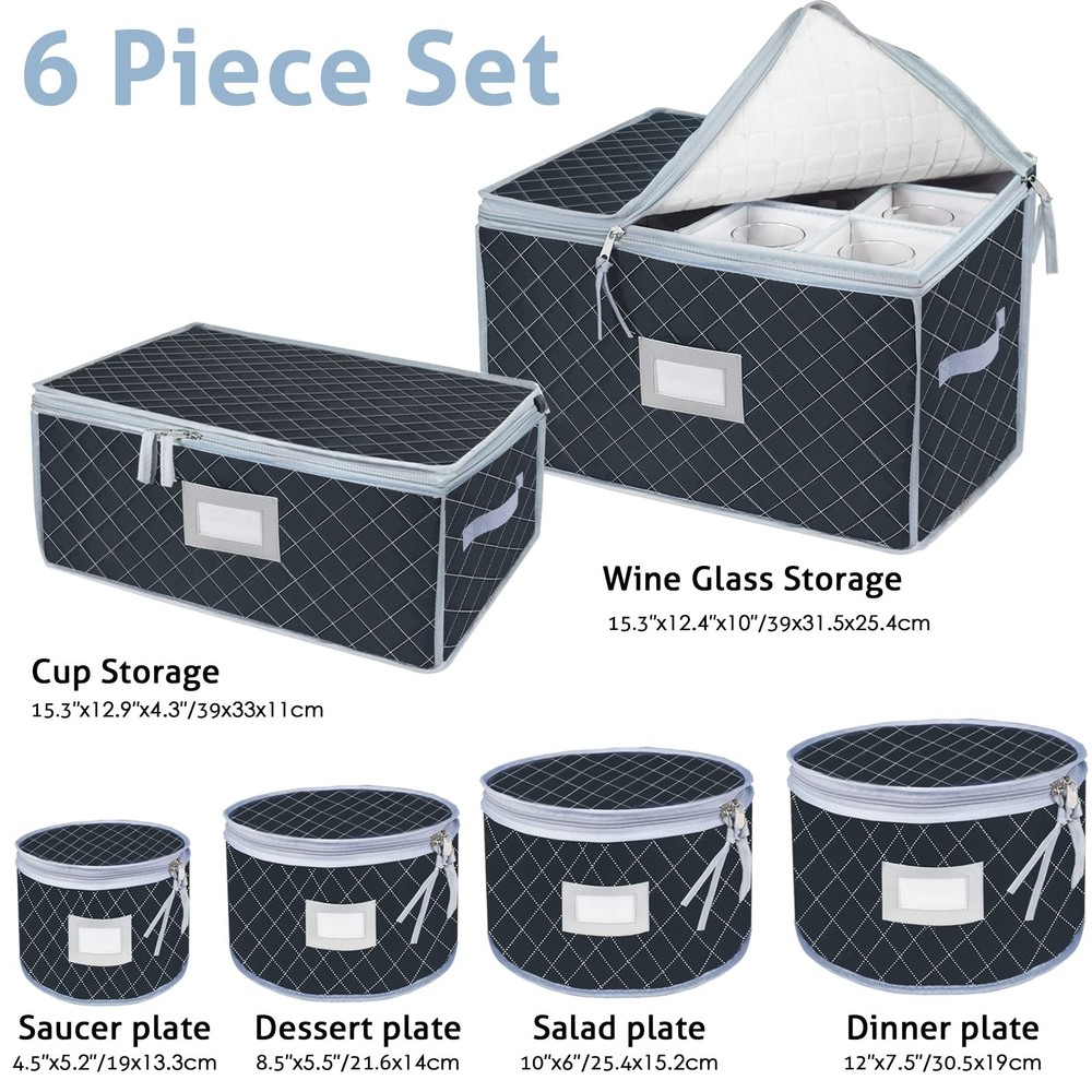 China Dinnerware Storage Containers Set- Dish,Mug,Stemware Storage Cases - Qu...