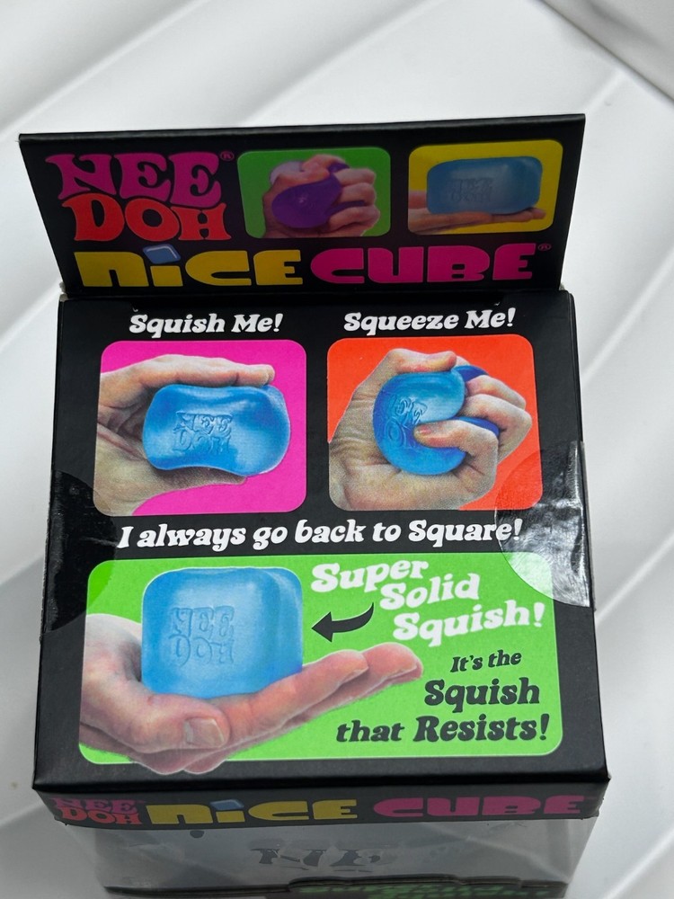 NeeDoh Nice Cube Super Solid Squish Fidget Toy Blue Schylling NIB