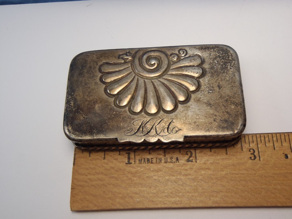 Antique 1892 Howard Co Sterling Silver 2 Compartment Stamp Box