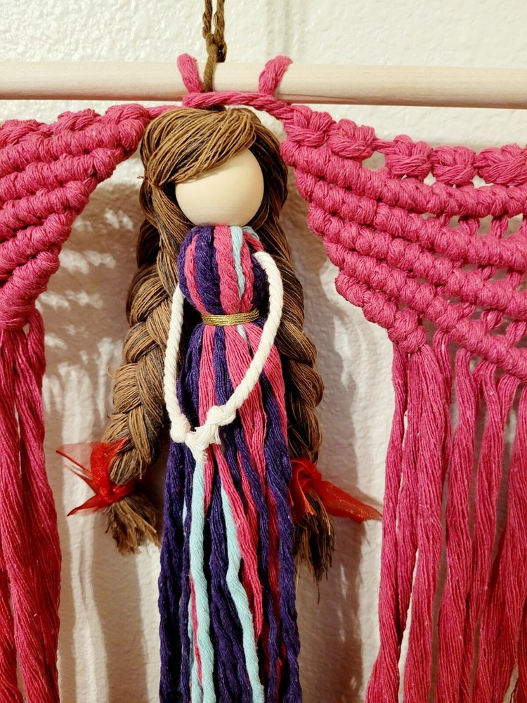 Macrame Handmade Wall Hanging Decor Crocheted Angel Doll Made From Cotton Thread