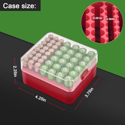 Battery Organizer Storage Case, Battery Vault Box Container for Medium Red