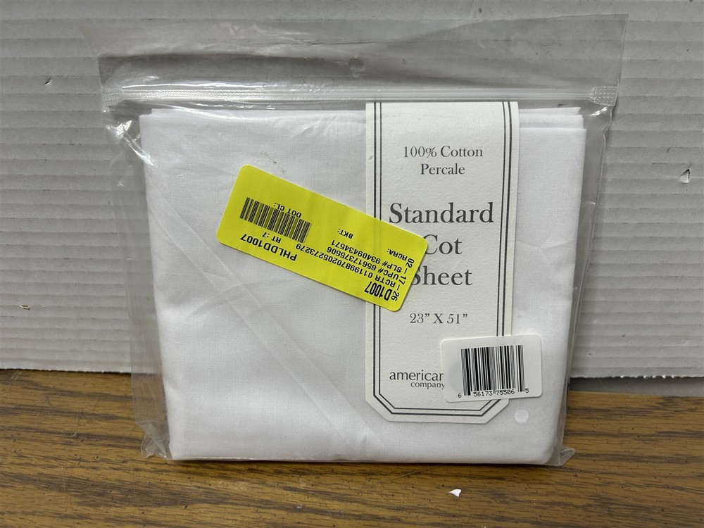 Standard 100% Cotton Cot Sheet 23" X 51"