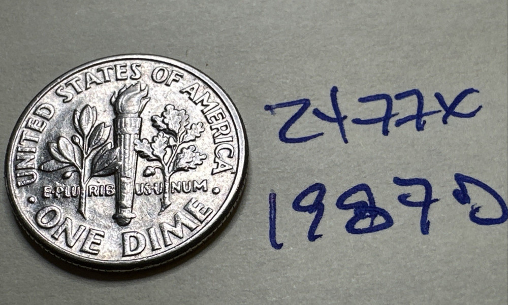 1987 D Roosevelt dime 10C 2477X