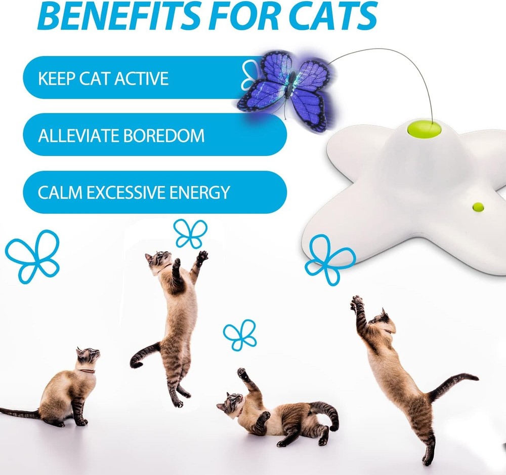 All for Paws Cat Toys Interactive Butterfly Flutter Bug Automatic White
