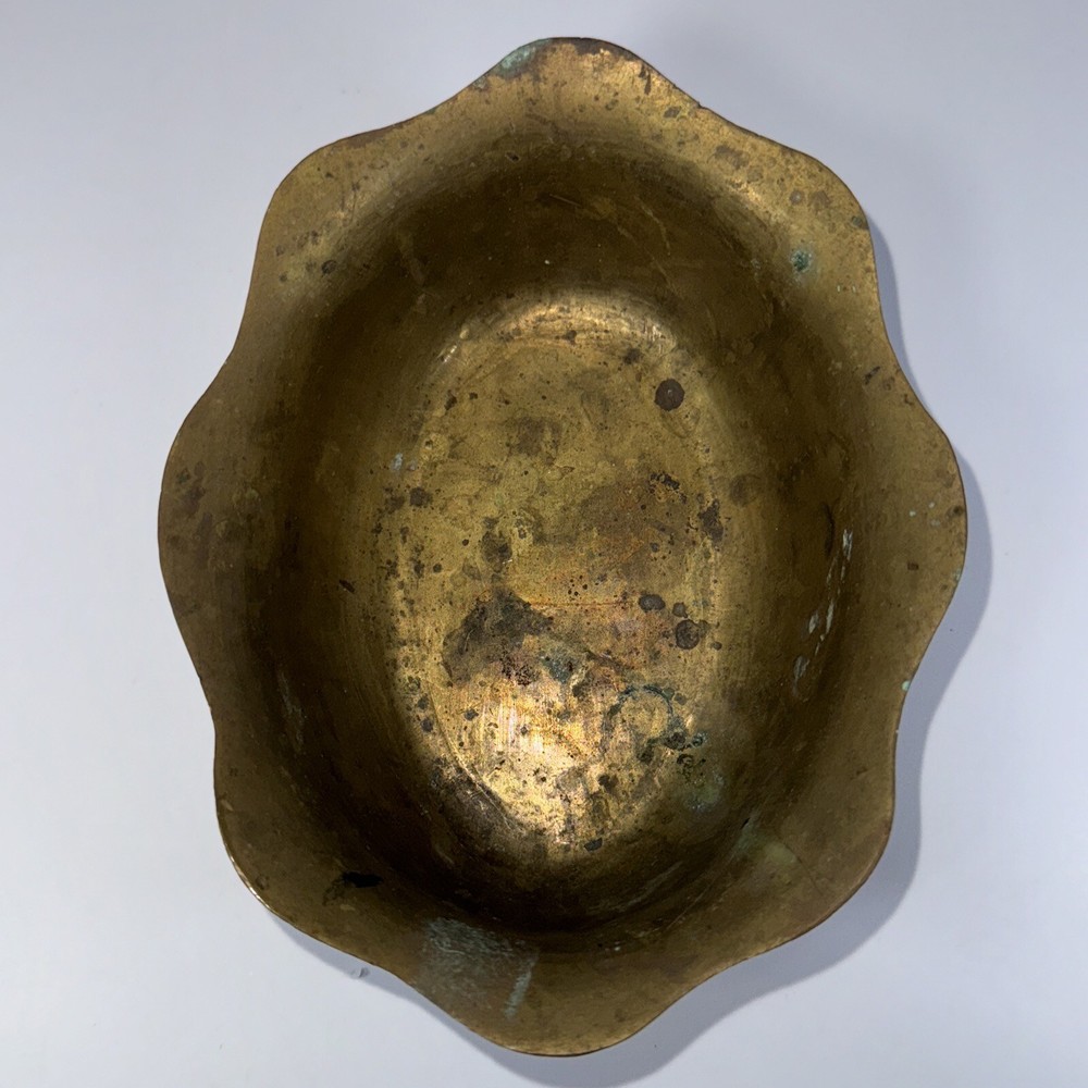 India Etched Brass Flower And Leaf Pattern Bowl