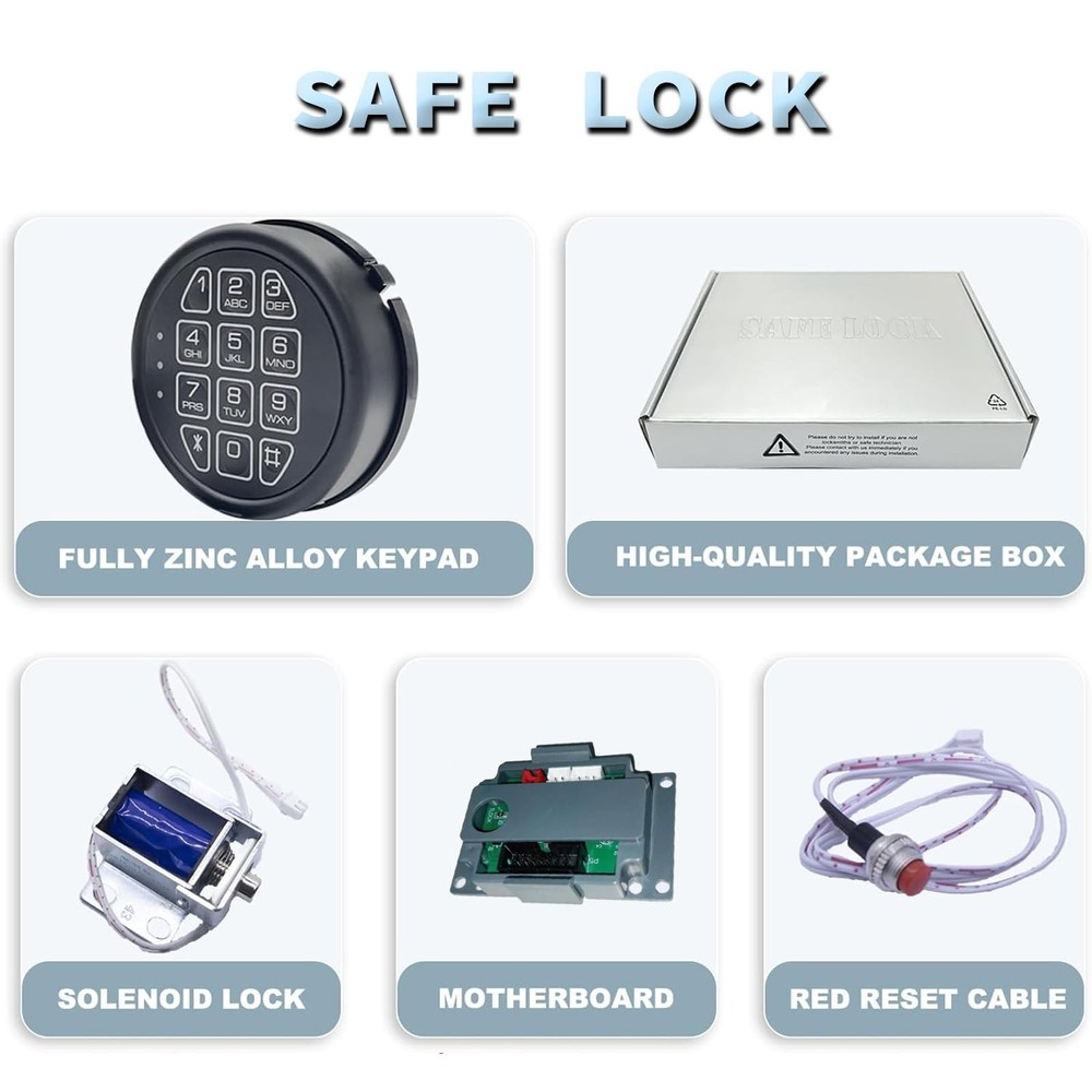 Electronic Safe Lock Replacement Keypad with Solenoid Lock, Gun Black