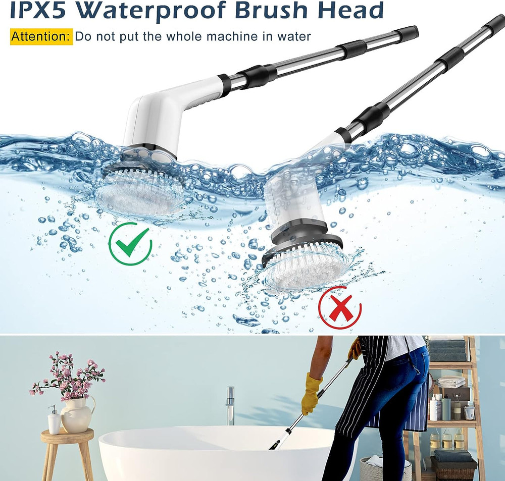 Electric Spin Scrubber, Cordless Cleaning Brush Scrubber for Home, 8 Replaceable
