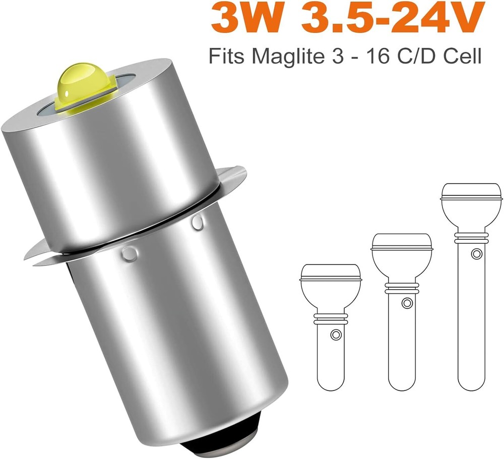 2 Count Maglite 360L Led Bulb 3 4 5 6 Cell C D Flashlight Upgrade Replacement
