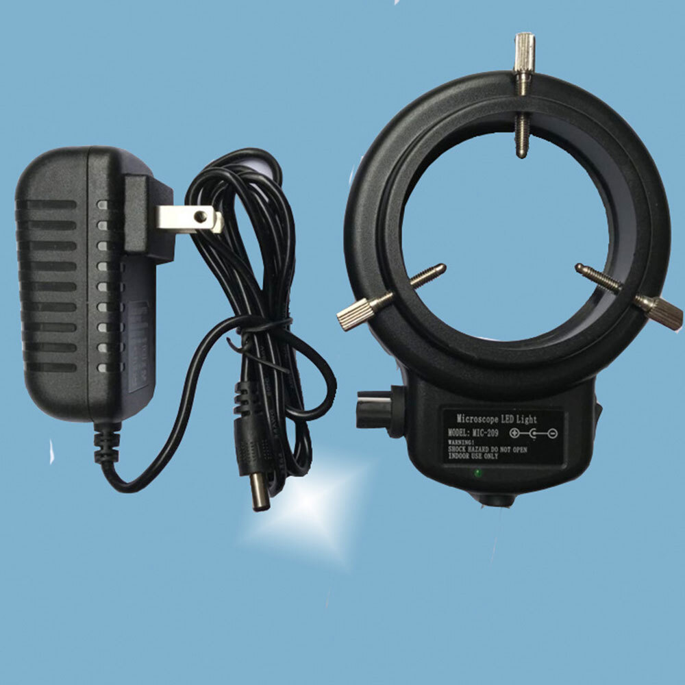 144 LED Stereo Bulbs Microscope Ring Light Illuminator Lamp Adjustable US Plug