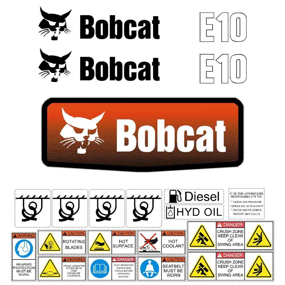 E10 DECALS, E10 Stickers, Bobcat E10 Decal STICKER Kit Mini Excavator