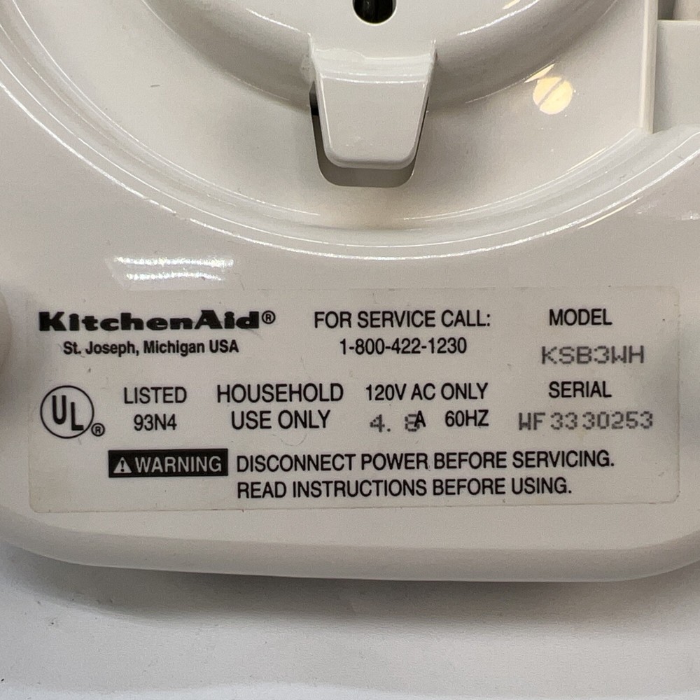 KitchenAid KSB3WH Blender 40oz Cup Glass Pitcher White
