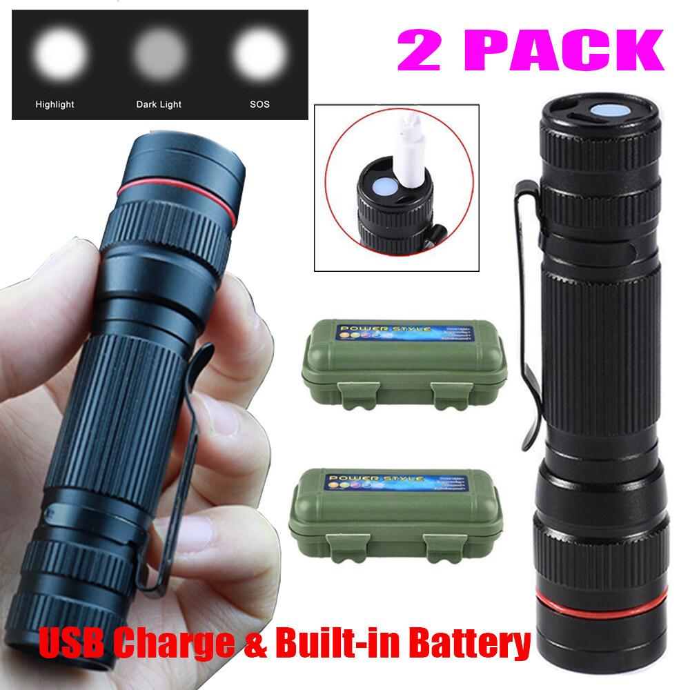 2Pack 90000LM Tactical LED Flashlight Mini Small Torch Super Bright Pocket Light