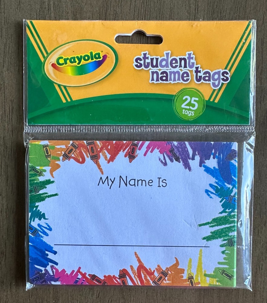 Crayola Crayons Classroom Student Name Tags 25 in pack 2007 NEW