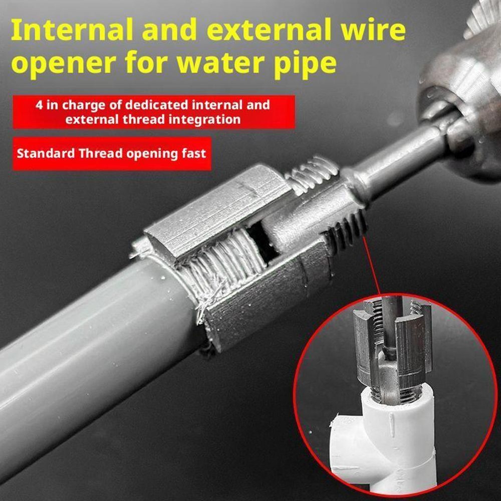 Integrated Internal & External Pipe Threading Tool, For 1/2'' 3/4'' Water Pipe