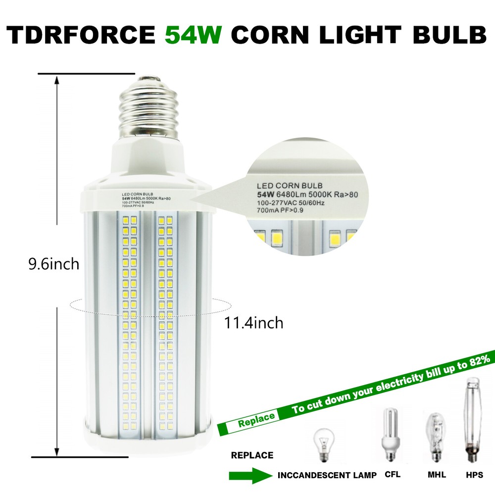 400 W Eqt LED Corn Light Bulb 54W 7020Lm 5000K E39 Large Base Super Bright