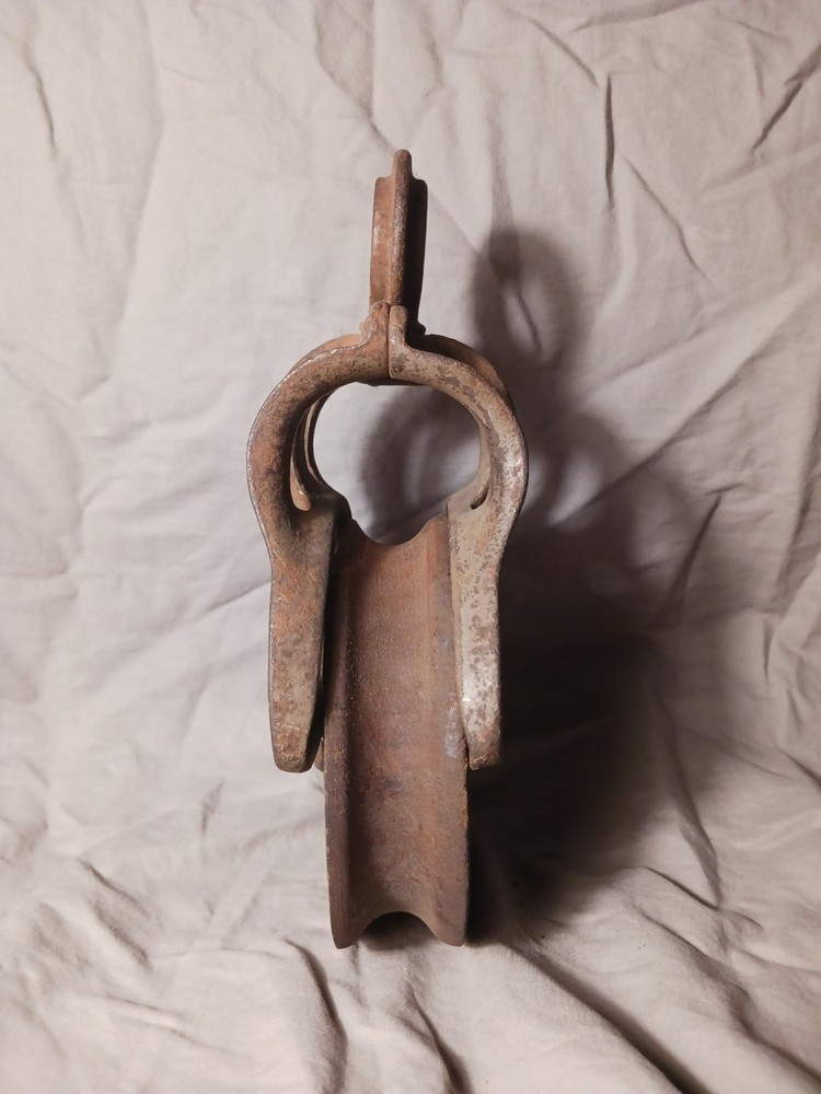 Antique block pulley. wood/cast iron. rustic