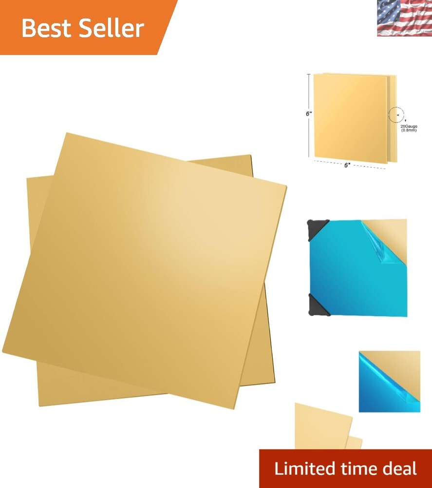 Brass Plates 6" x 6" - 2 Pcs, Scratch-Free, Easy Customization