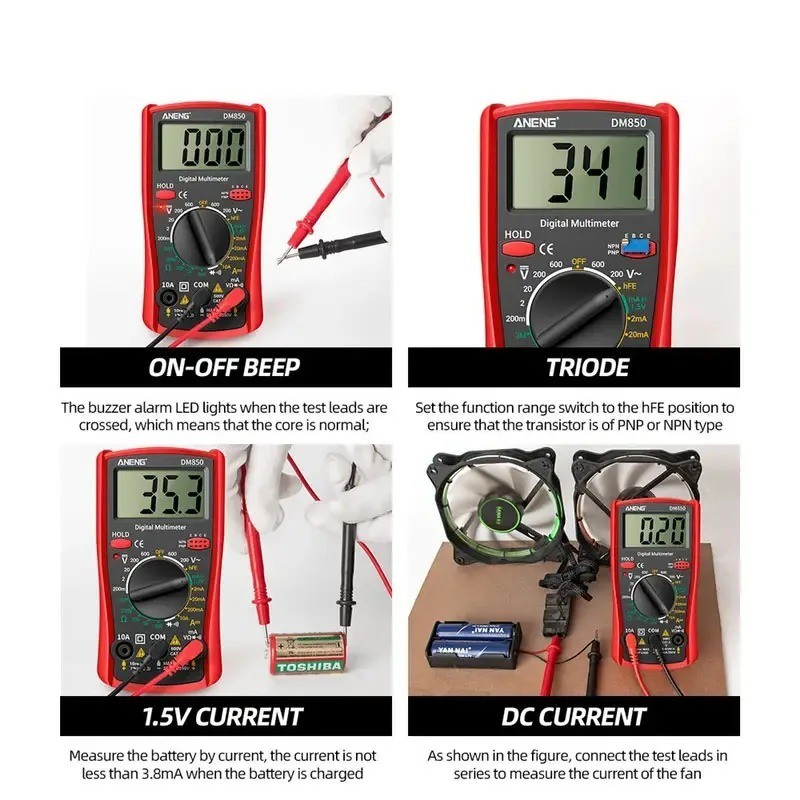 Digital Multimeter Voltmeter DM850 AC DC Ammeter Ohmmeter Volt Meter Tester Ohm