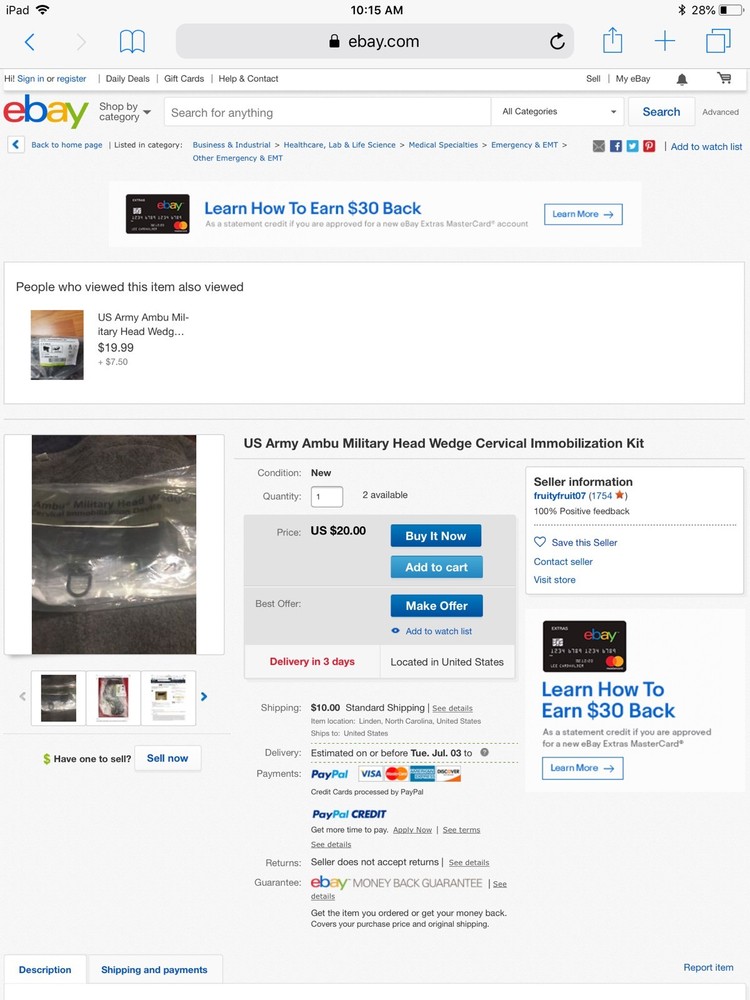 Ambu Immobilization Military Head Wedge Kit