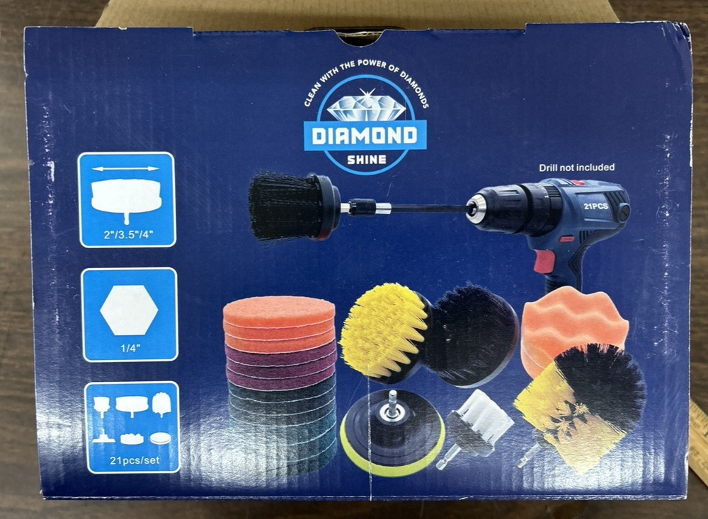 Diamond Shine 21 Piece Drill Brush Attachment Set - 2 pieces missing