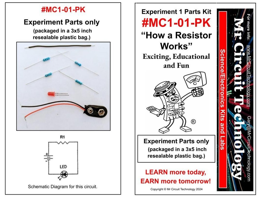 ELECTRONICS DISCOVERY WORKSHOP- Kit#01- "The RESISTOR CHALLENGE" #edw-mc1-01