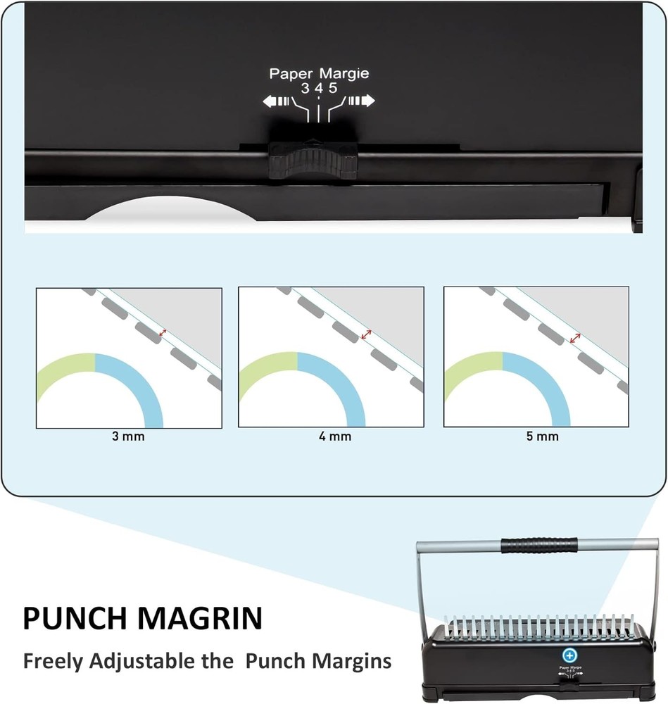 Heavy-Duty Binding Machine: Binds 450 Sheets with Customizable Margin Settings