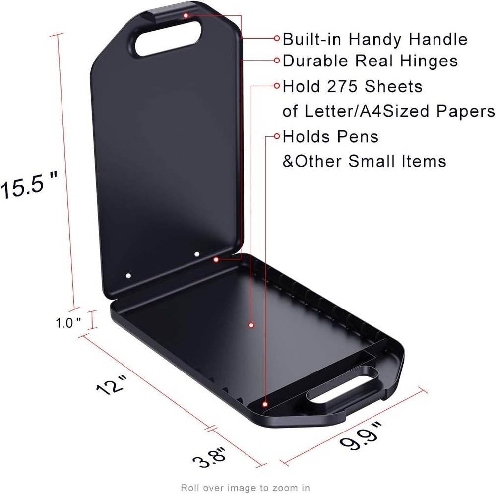 Storage Clipboard with Handle, Plastic Compartment Hold 200 Letter Sized Paper,H