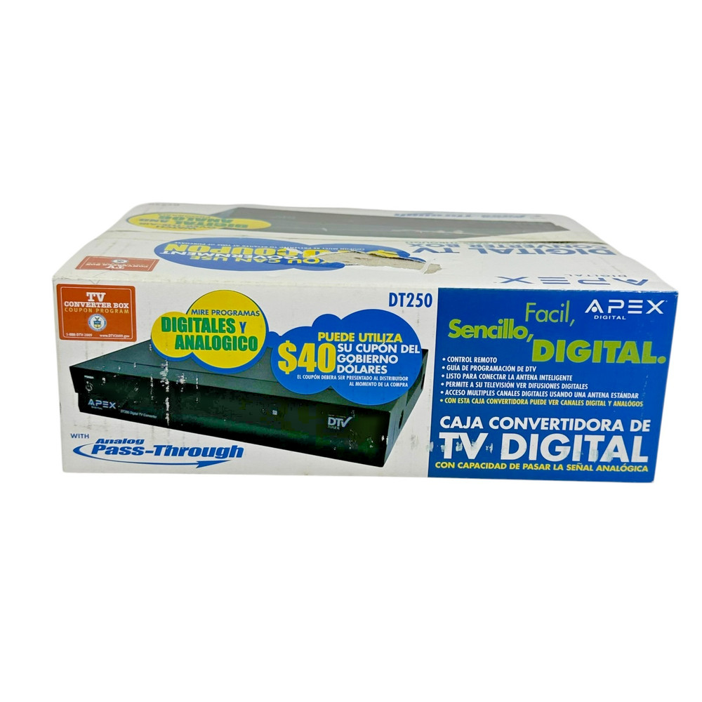 Apex DT250 Digital TV Converter Box With Analog Pass Through