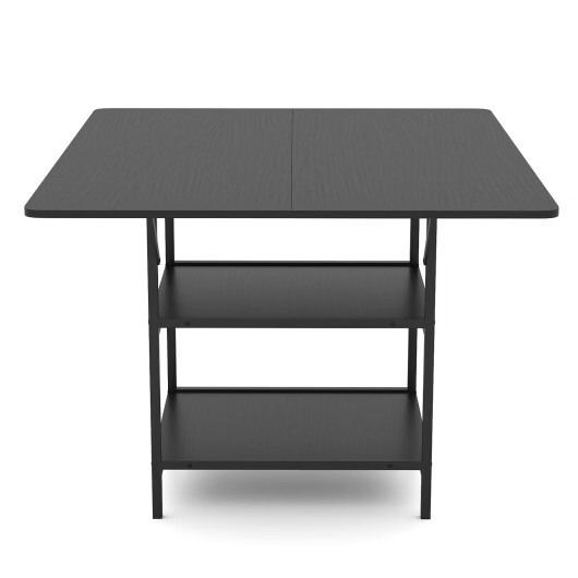 47 Inch Rectangular Dining Table with 2 Open Storage Shelves and Sturdy Metal Le