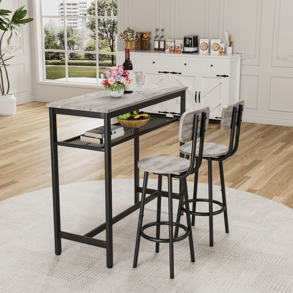 Dining Table Set W 2 Stools 3 Piece Counter Small Apartment Breakfast Table