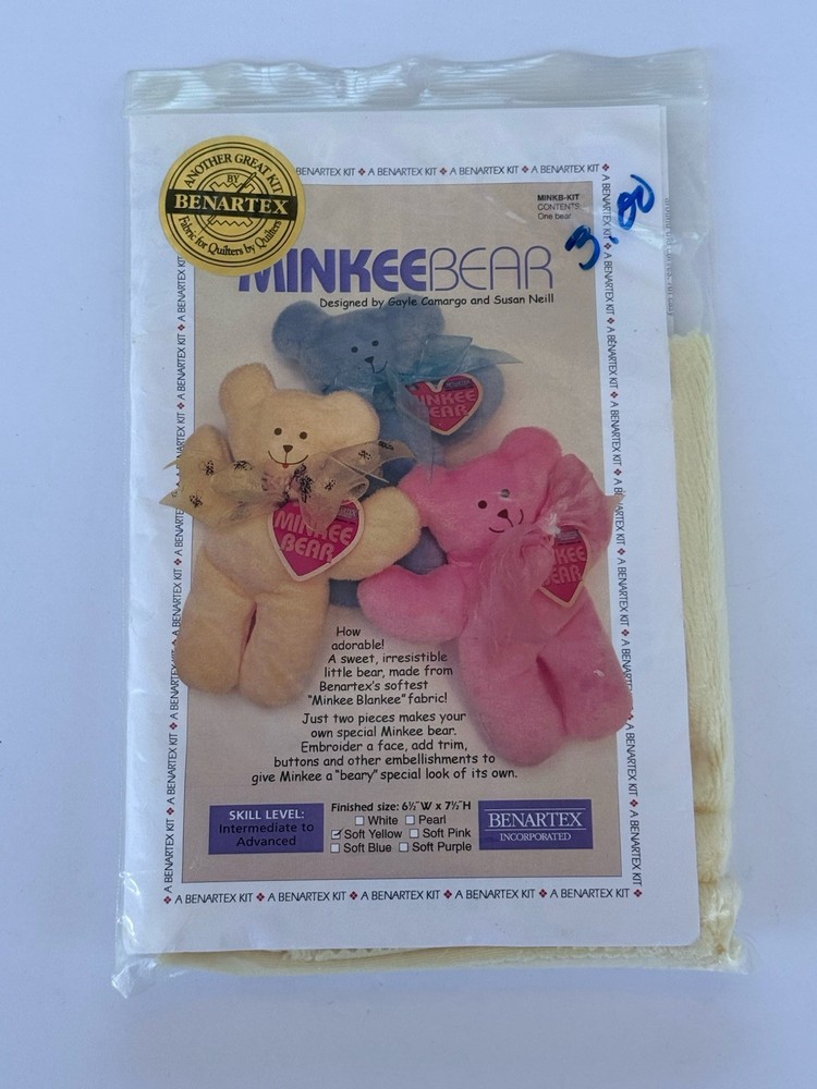 Benartex Yellow Minke Bear Kit Skill Level Intermediate To Advanced Includes