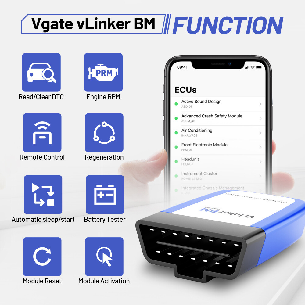 Vgate vLinker BM Bluetooth3.0 OBD2 Scanner BIMMERCODE BMW Code Reader Android