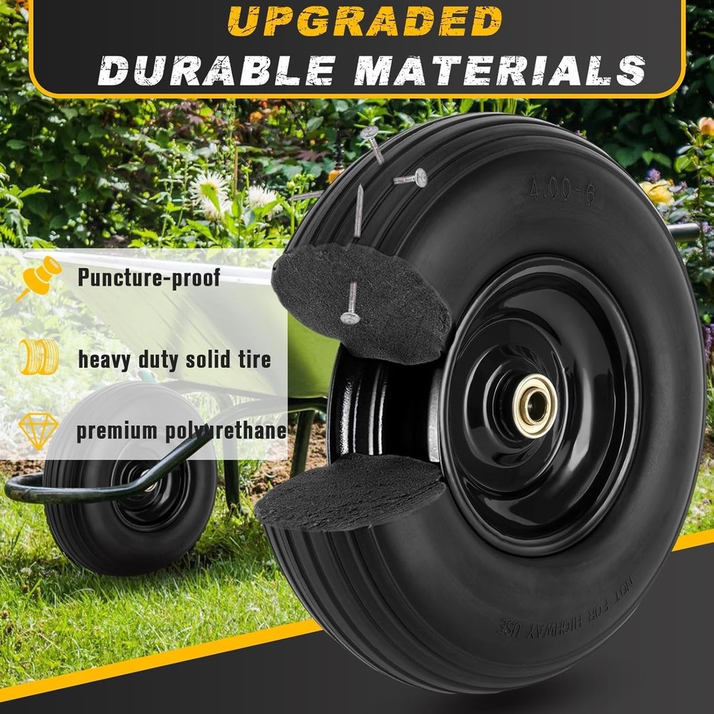 4.00-6 Solid Tire and Wheel Set - 300 lbs Capacity for Versatile Use